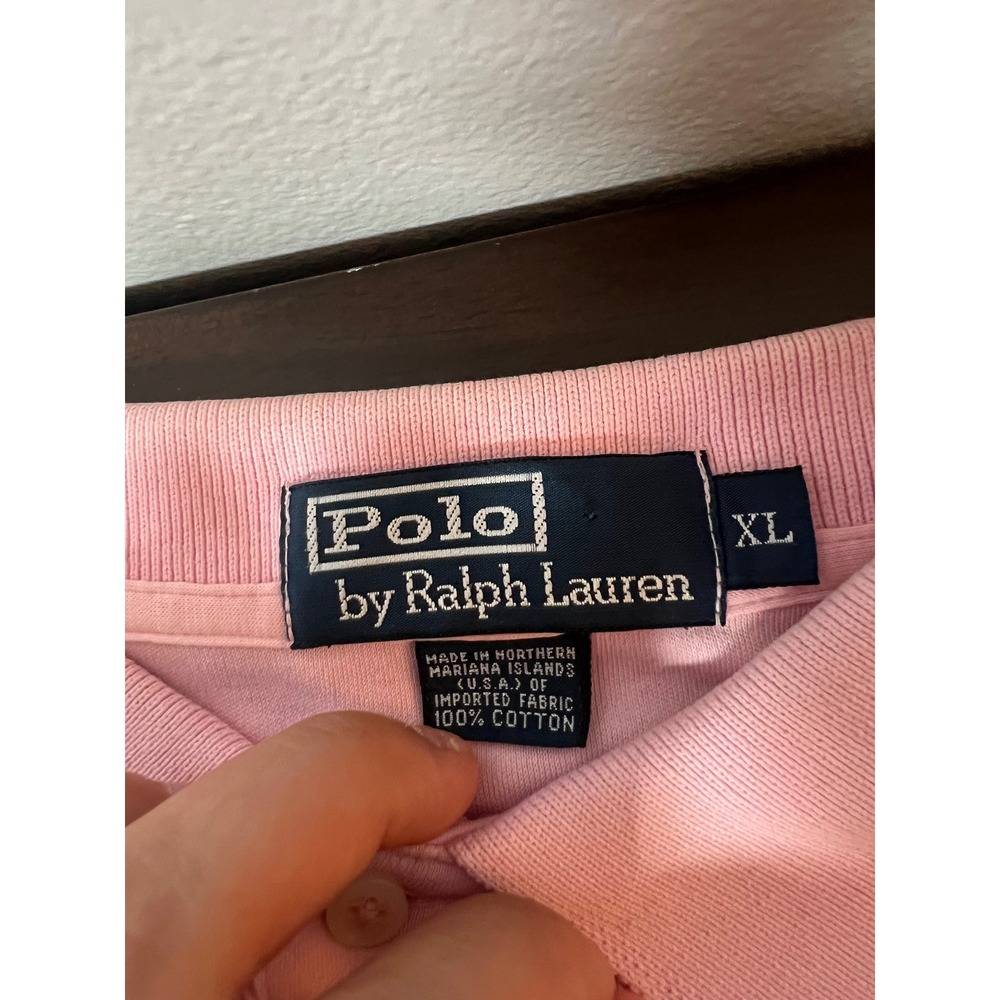 Polo Ralph Lauren Mens XL Pink Short Sleeve Cotton Pique Polo Shirt Blue Pony - Picture 2 of 5